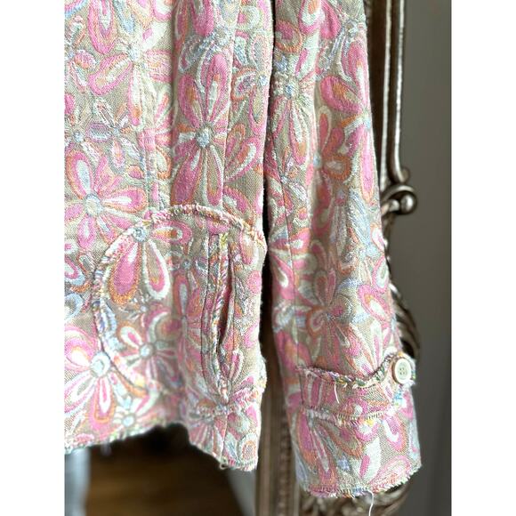 AKRIS PUNTO Multicolor Pastel Daisy Floral Knit Blazer/Jacket Size 8 - Picture 5 of 7